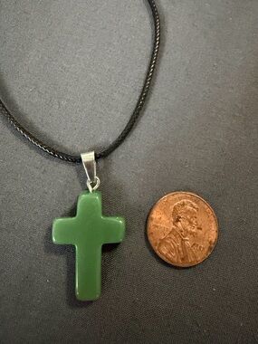 Green Cross Pendant Necklace - Women Jewelry
